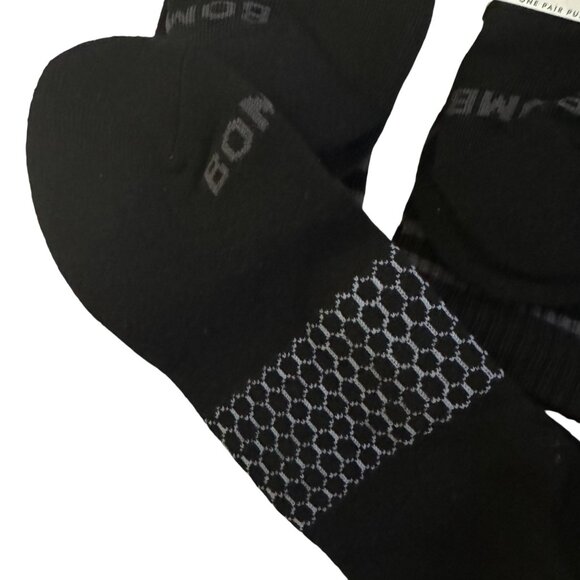 Bombas midCalf mens Socks size XL solid black Honeycomb cushion antimicrobial 5X - Picture 7 of 10